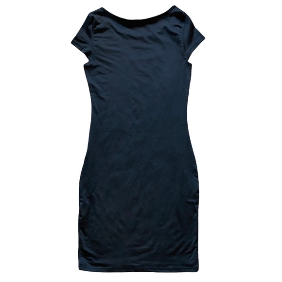 Black Spandex Form Fitting Cap Sleeve T-Shirt Dress XS NEW - Picture 2 of 9